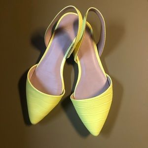 Call It Spring Yellow Crocodile Slingback Flats